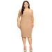 MOA COLLECTION Women's Solid Basic Strapless Bodycon Plus Size Thick Mid-Length Dress/Made in USA