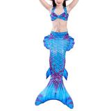 UKAP 3PCS Baby Kids Girl Tankini Sets Swimwear Swimmable Mermaid Tail Bikini Set Cute Swimsuit Beachwear Swimming Tops+ Shorts Bathing Suit 4-13Years Swimming Costumes Birthday Gift Party