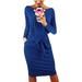 Women's Long Sleeve Party Bodycon Sheath Belted Dress With Pockets