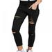 Women's Ripped Boyfriend Jeans Cute Distressed Jeans Stretch Skinny Jeans with Hole