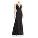 AQUA Womens Black Gown Crepe Sleeveless V Neck Full-Length Mermaid Evening Dress Size 0