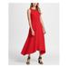 DKNY Womens Red Sleeveless Jewel Neck Knee Length Fit + Flare Wear To Work Dress Size 6