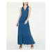 MICHAEL KORS Womens Blue Ruffled Sleeveless V Neck Maxi Sheath Dress Size PS