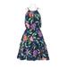 Taylor Spaghetti Strap Keyhole Front Tiered Elastic Waist Floral Cotton Dress-NAVY MULTI