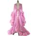 Old Hollywood Fuzzy Robe for Bed Time Flared Sleeve Tailing Dress Tulle Boudoir Robe Feather Bridal Robe New