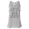 Women's Funny Tank Top "I Work Hard So My Cat Can Live A Better Life" Shirts X-Large, Gray