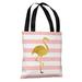 Tropical Stripes Flamingo - Tote Bag Tote Bag - 18x18
