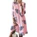 Women Boho Floral Swing Dress Casual Oversized Midi Dress Round Neck Tunic Shirts Dress Fall Work Vintage T-shirt Dresses