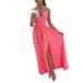 Summer Women's Fashion Boho Long Maxi Dress Deep V Neck Sleeveless Lady Beach Dresses Sundress Party Dress