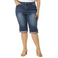 Women's Plus Size Capri Ripped Casual Chambray Denim Jeans