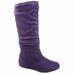 Data-1 Women's Fashion Slip On Pull Up Slouch Comfort Casual Flat Heel Mid Calf Round Toe Boots