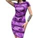 Sexy Dance Women Summer Boho Short Dress Trendy Lady Tie Dye Printed Cocktail Evening Party Sexy Bodycon Mini Dresses Purple XXL(US 18-20)