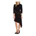 VINCE CAMUTO Womens Black 3/4 Sleeve Jewel Neck Below The Knee Sheath Evening Dress Size 6