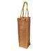 Pack of 100- Natural Jute Burlap One Bottle Wine Tote with Long rope handles size 4"W x 14"H x 4"Gusset- Carrygreen Bags