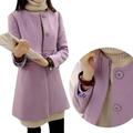 Aktudy Plus Size Solid Color Overcoat A-shaped Coat Women Outwear (Purple 5XL)