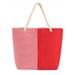 Color Block Striped Canvas Handbag Tote Beach Shopping Bag Durable Rope Handle Red