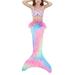 CVLIFE 4-13Y Kids Girls Swimwear Mermaid Tail Swimsuits Beachwear Bikini Set Children Swimmable Costumes Lace Up Tops 3PCS Quick Dry