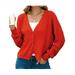 Womens Autumn Oversized Open Front Cardigan Sweaters Long Sleeve Button V Neck Pullover Knit Jumper Slouchy Tops