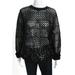 Tory Burch Womens Sequined Long Sleeve Lansing Sweater Black Wool Size Large