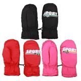 GILBIN'S Kids Winter Warm Thinsulate And Quilted Breathable Ski Mittens Size 4-6 (Sports Black Red Pink)