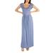 24seven Comfort Apparel Maxi Dress with Round Neck and Empire Waist , R0116037, Made in USA