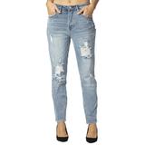 Almost Famous Juniors High Rise Cuffed Jean Denim - Vintage Ripped Front Mom Jeans for Women