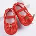 Baby Girls Mary Jane Flats Anti-Slip Rubber Sole Bow Toddler Princess Dress Shoes 0-18 Month 4.33-5.12 Inch Length