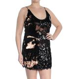 FREE PEOPLE Womens Black Sequined Sleeveless Scoop Neck Mini Party Dress Size: L