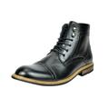 Bruno Marc Men's Leather Lined Zipper Boots Fashion Motorcycle Boots Shoes for Men Derby Oxfords Ankle Boots Bergen-03 Black Size 9