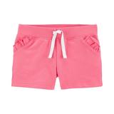 Carter's Girls' Neon Ruffle Pull-On French Terry Shorts, Pink, 3T