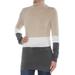 CALVIN KLEIN Womens Beige Color Blocked Long Sleeve Turtle Neck T-Shirt Top Size: XS