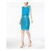 CALVIN KLEIN Womens Teal Sequined Mesh Sleeveless Jewel Neck Above The Knee Sheath Party Dress Size: 10