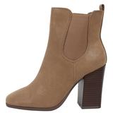 Bamboo's Women's Faux Nubuck Leather Chelsea Stacked Block Heel Ankle Bootie