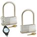 Master Lock 3-1/4in Wide Steel Pin Tumbler Padlock ML101 2pk + Keychain Light