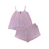 Ambrielle Womens Lightweight Pink Palm Stripe Pajamas Tank Top & Shorts Set