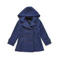 Girl's Fleece Double Breasted Button Polyester Solid Winter Hooded Coat Jacket