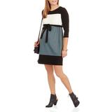 Maternity 3/4 Sleeve Colorblock Dress with Tie Waist