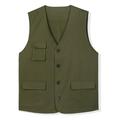 Lars Amadeus Men's Waistcoats Casual Cotton Sleeveless Pockets Button Down V Neck Cargo Vests