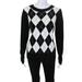 Elliott Lauren Womens Novelty Argyle Print Sequined Sweater Black White Size M