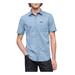 CALVIN KLEIN Mens Light Blue Geometric Short Sleeve Collared Button Down Shirt S