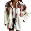 Sunisery Women's Coat, Warm Long Sleeve Stitching Plaid Pocket Jacket for Vacation Travelling Party Holiday