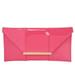 faux patent leather envelope candy clutch, coral