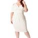 UKAP Plus Size Women Sexy Dress V Neck Knee Length Party Cocktail Dress Soft Slim Fit Package Hip Stretch Summer Holiday Dress