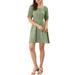 Women's Square Neck Smocked Summer Puff Short Sleeve Floral Dress