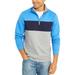 Mens Sweater Gray Blue Colorblock Fleece 1/2 Zip Pullover $55 XL