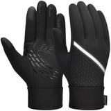 Winter Gloves Touch Screen Gloves Cold Weather Gloves with Anti-slip Palm and Thickened Fleece Lining, Black, S