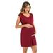Selfieee Women's Front Pleated Knee Length Maternity Dress for Work Career Office for Women 00022 Red Large