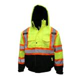 New York Hi-Viz Workwear WJX7012 Men's ANSI Class 3 High Visibility Bomber Safety Jacket with X Pattern, Waterproof (Small, Lime)