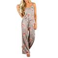 Summer Women Spaghetti Strap Jumpsuits Rompers Casual Floral Beach Loose Overalls Palysuits Long Jumpsuits Pants Trousers