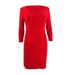 lauren ralph lauren petite red 3/4-sleeve jersey v-neck dress 6p